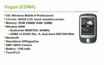 HTC Vogue - the CDMA Touch