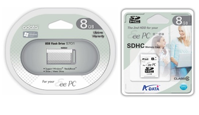 A-DATA S701 USB Flash Drive and SDHC Card for EeePC