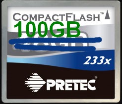 Pretec 233X 100GB and 333X 50GB CF Cards