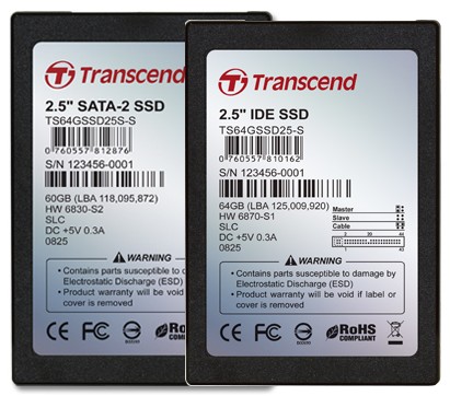 Transcend 64GB 2.5-inch SATA and IDE SSDs