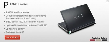 Sony VAIO P-Series Netbook Leaked