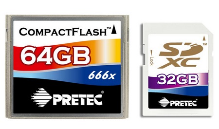 Pretec 666x CF and 32GB SDHC Memory Cards