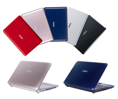 MSI Wind U100 PLUS Netbook in Rose Champagne and Metallic Blue