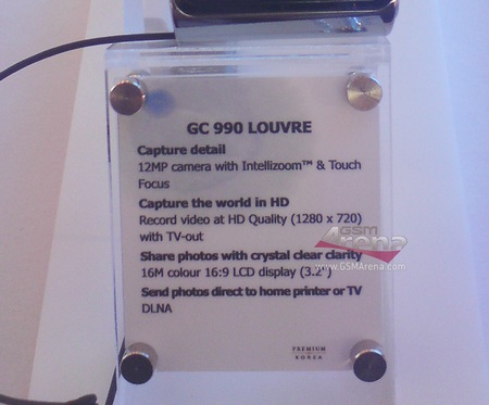 LG GC990 Louvre Concept Phone details