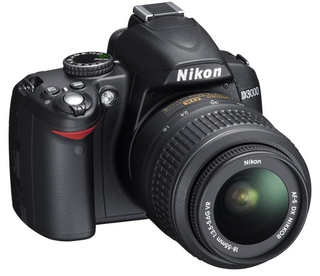 Nikon D3000 Entry-Level DSLR Camera front angle