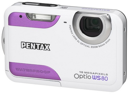 Pentax Optio WS80 Waterproof Digicam white purple