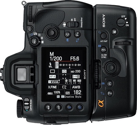 Sony Alpha a850 Full Frame DSLR back vertical