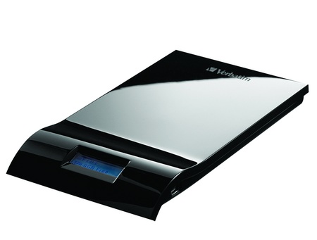 Verbatim InSight 500GB USB Hard Drive with Always On LCD angle left