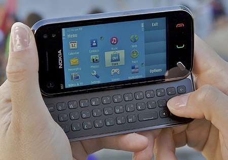 Nokia N97 mini QWERTY Phone on hand