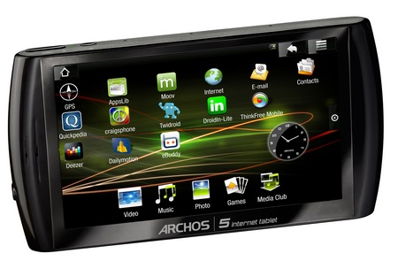 Archos 5 Internet Tablet with Android flash memory