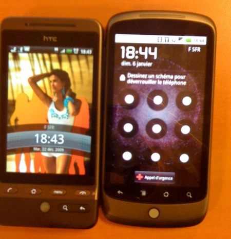 Google Nexus One Live Shot next to Hero