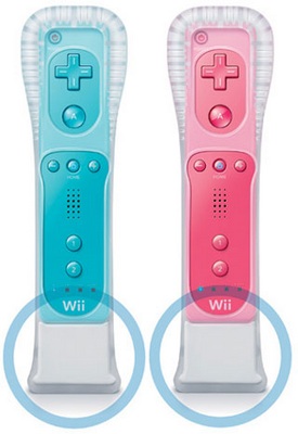 Pink and Blue Wii Remote Controllers come on Valentine's Day