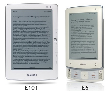 Samsung E6 and E101 e-book Readers