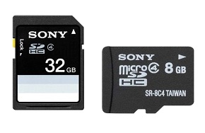 Sony SD SDHC and microSD microSDHC memory cards