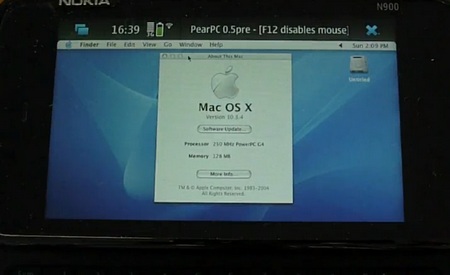 Nokia N900 runs Mac OS X 10.3