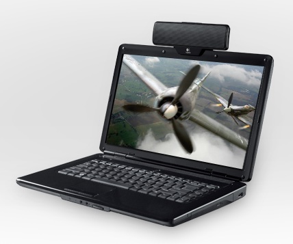 Logitech Laptop Speaker Z205 with a Clip-on Design attached