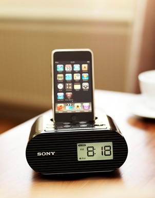 Sony ICF-C05iP iPod Dock clock Radio in use