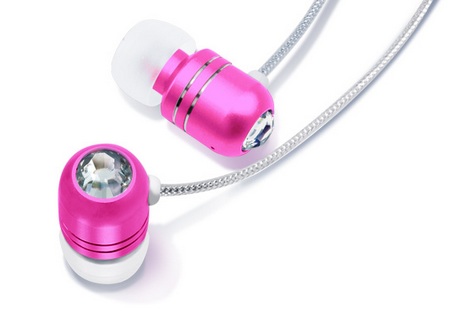 TuneWear TuneSonic Crystal Earphones with CRYSTALLIZED Swarovski Elements Crystal Pink