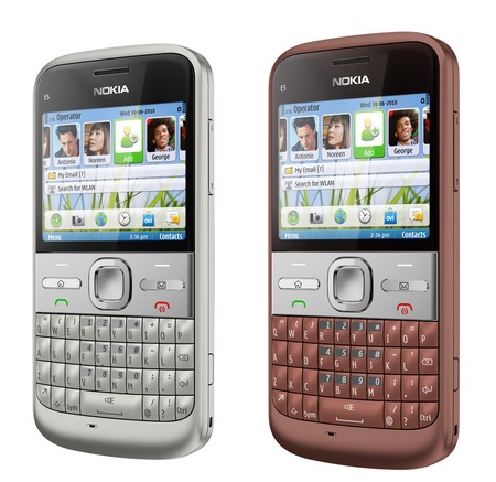 Nokia E5-00 QWERTY Business Smartphone Silver Gray Copper Brown