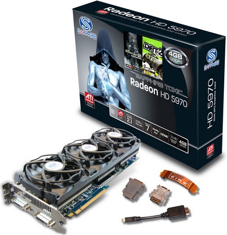 Sapphire Radeon HD5970 4G TOXIC Edition runs at 900MHz