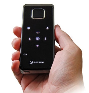 Aiptek PocketCinema V20 Pocket Projector on hand