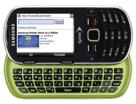 Sprint Samsung Restore m570 Eco-friendly Messaging Phone open Limeade