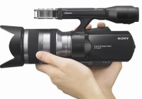 Sony Handycam NEX-VG10 - The First Interchangeable Lens HD Camcorder on hand