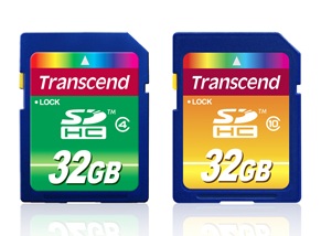 Transcend Class 4 and Class 10 32GB SDHC Cards