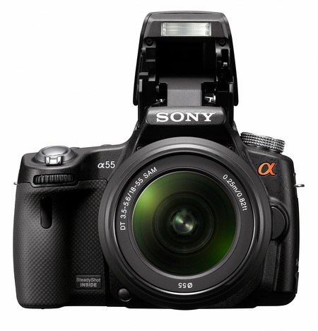 Sony Alpha A55 DSLR flash open