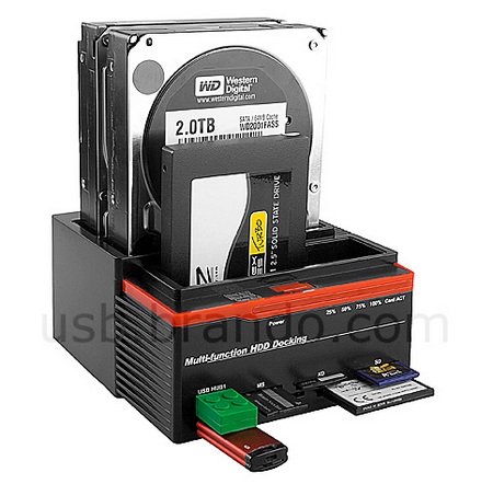 Multi-Functional Triple SATA Hard Drive Dock in use