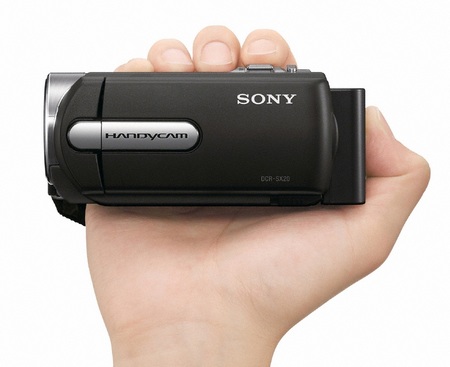 Sony Handycam DCR-SX15E Standard Definition Camcorder on hand