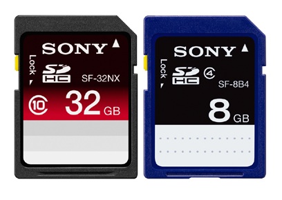 Sony SF-32NX, SF-16NX, SF-8NX Class 10 SDHC Memory Cards