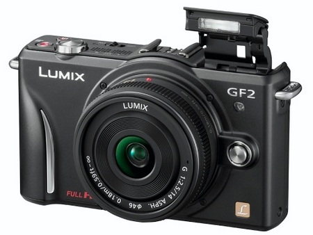 Panasonic LUMIX DMC-GF2 DSLMicro Mirrorless Camera flash open