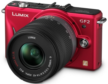 Panasonic LUMIX DMC-GF2 DSLMicro Mirrorless Camera red