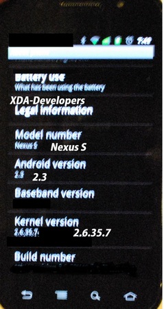 Samsung Nexus S and Gingerbread 2.3 in the wild system info