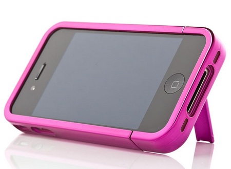 iKit iPhone 4 Chrome Flip Case with stand pink