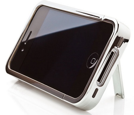 iKit iPhone 4 Chrome Flip Case with stand silver