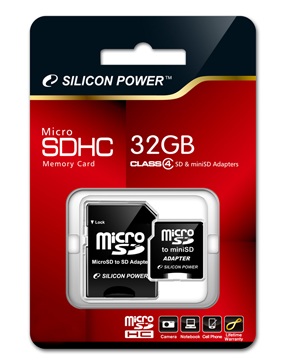 Silicon Power 32GB Class 4 microSDHC Memory Card