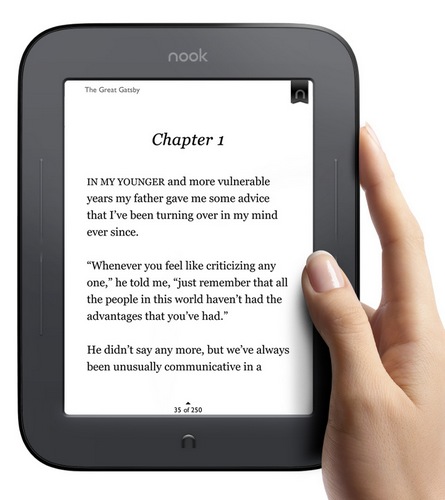 Barnes & Noble NOOK Touch E-book Reader one hand