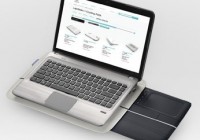 Logitech Touch Lapdesk N600 with Retractable Multitouch Touchpad in use