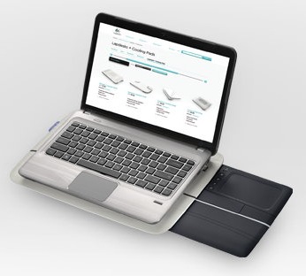 Logitech Touch Lapdesk N600 with Retractable Multitouch Touchpad in use