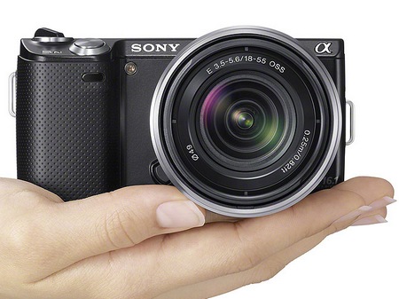 Sony NEX-5N Compact Interchangeable Lens Camera on hand