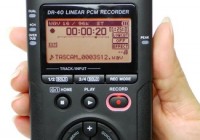 TASCAM DR-40 Handheld 4-Track Recorder on hand