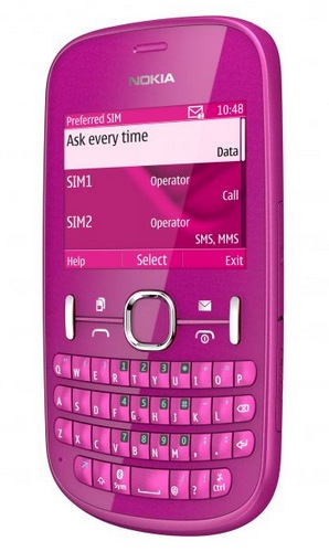 Nokia Asha 200 and Asha 201 S40 Phones with QWERTY Keyboard pink