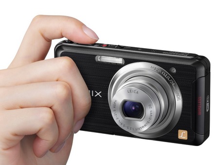 Panasonic LUMIX DMC-FX90 WiFi-enabled Digital Camera on hand