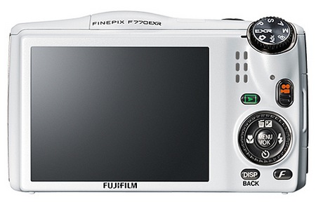 FujiFilm FinePix F770EXR with GPS Compact 20x zoom camera back white