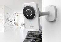 Samsung SmartCam WiFi IP Camera for Real-time Surveillance mounted