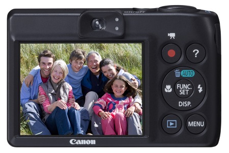 Canon PowerShot A1300 Digital Camera uses AA Batteries back