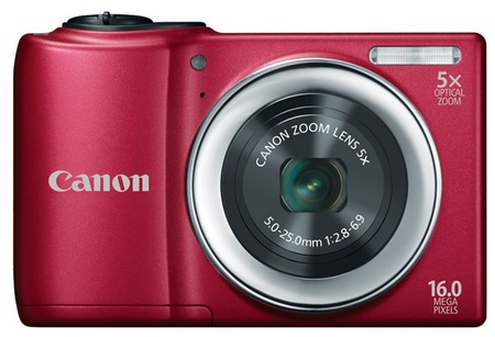 Canon PowerShot A810 Digital Camera uses AA Batteries red