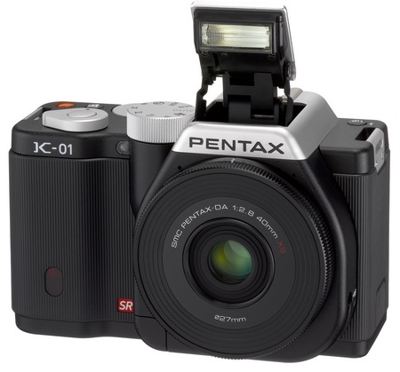 Pentax K-01 Interchangeable Lens Camera Designed by Marc Newson black flash open